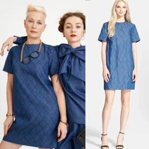 Kate Spade Quilted Chambray Short Sleeve Mini Shift Dress Size 2